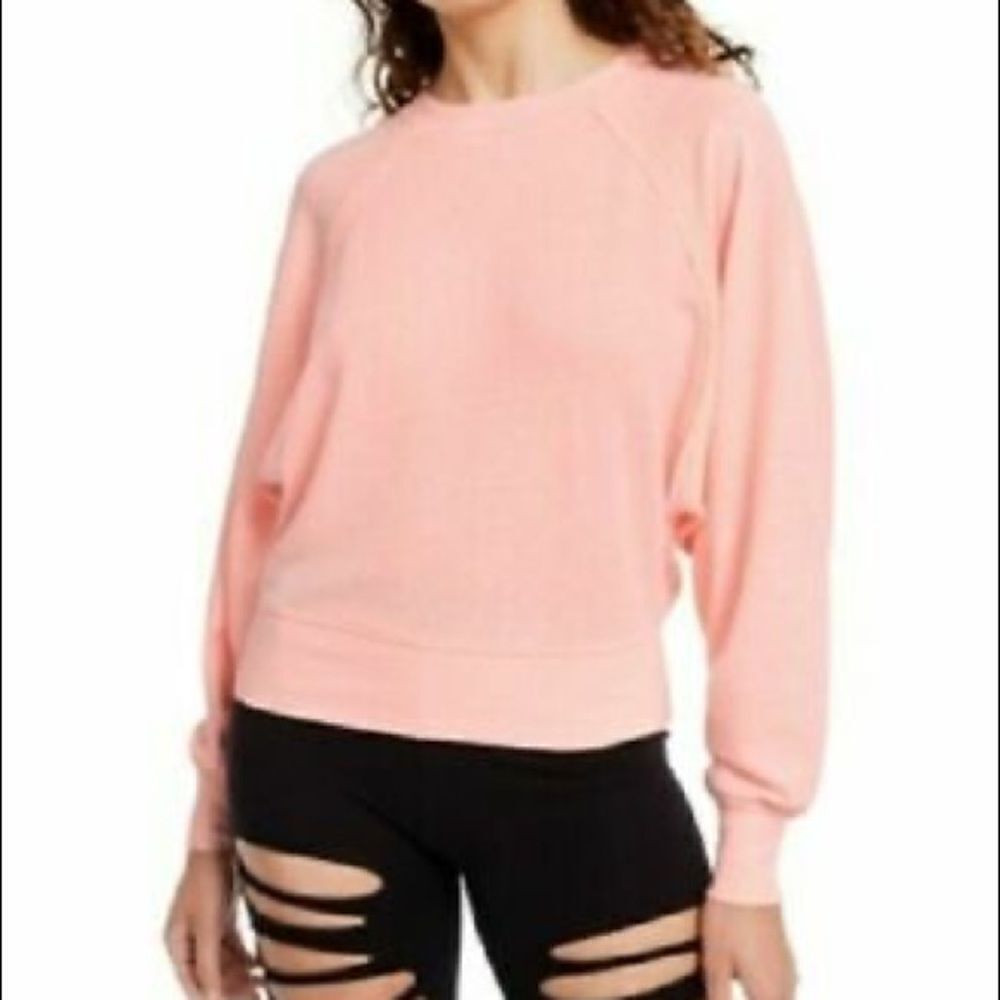Crave Fame Women’s Neon Coral Crew Neck Dolman Sleeve Sweater Size Small